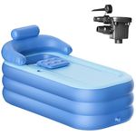 Frstem Inflatable Folding Bathtub for Adults, 63" Collapsible Ice Bath Tub for Athletes, Portable Foldable Hot Tub with Electric Air Pump, SPA Freestanding Soaking Barrel for Indoor or Outdoor