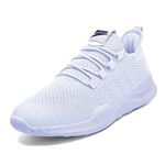 AZSDXS Men Running Trainers Lightweight Walking Shoes Fashion Breathable Jogging Athletic Sneakers Casual Breathable Gym Tennis Fitness Sport Outdoor Shoes White 7