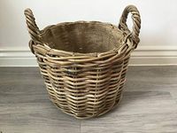 Round Kindling/Storage Basket, Hessian Lined, Excellent Quality, Very Strong Kuba Rattan (Small)