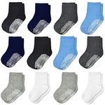 Toddler Socks Kids Non Slip Boy Grip Socks 12 Pairs Anti Skid Sticky Socks for 12-36 Months 1-3 Years Old Baby boys girls