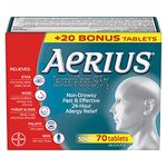 Aerius Allergy Medicine, Fast Relief, 24-Hour, non-drowsy, 15 Symptoms, Bonus Size 50+20, 70 count