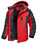 MAGCOMSEN Warm Jacket Men Winter Ski Jackets Waterproof Mountain Jacket Thermal Fleece Windproof Jacket Multi-Pockets Red