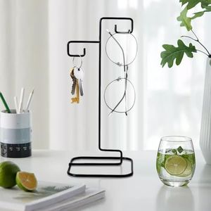 YY YEARCHY Ornament Display Stand Iron Hanging Stand Flower Pot Rack Holder Pothook for Hanging Glass Globe Air Plant Terrarium Witch Ball Home Wedding Christmas Decoration (9.25"x4.13"x4.13", Black)