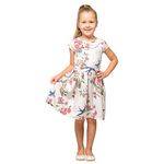 Dresses for Girls Kids Vintage Style Peter Pan Collar Dresses 5 Sizes Age 5-6 Years [Floral-White]