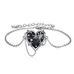 YAFEINI Witches Heart Bracelets 925 Sterling Silver Goth Gothic Jewellery Halloween Gifts for Women