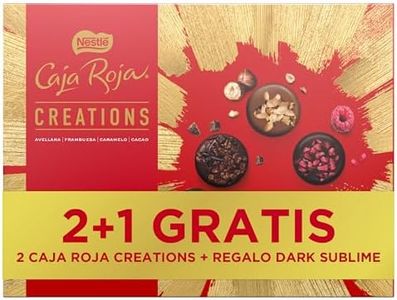 NESTLÉ CAJA ROJA Creations Bombones de chocolate 2 Estuches 186 g y Estuche Dark 145 g