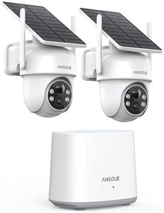 ANSQUE Security Cameras Wireless Outdoor Home System, 2 Camera Kit, No Subscription Fees, Solar Powered, Local Storage, 365-Day Battery Life, 360°PTZ Surveillance, Auto Tracking, 2K Color Night Vision