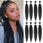 8 Packs/Lot EZ Braid 26 inch Professional Pre Stretched Braiding Hair Yaki Texture Braiding Hair for Crochet Hair Braids Long Free Synthetic Fiber Hair Extensions (#1B)