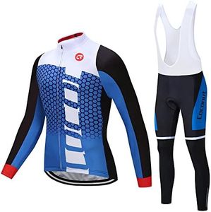 Coconut Ropamo CR Men's Cycling Clothing Set Long Sleeve Cycling Jersey Zipper Pocket Bike Outfit Cycling Bib Pants 3D Padded, 3019, Medium