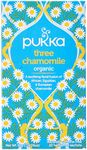 Pukka Herbs | Three Chamomile Organic Herbal Tea Box | Infusion With African, Egyptian & European Chamomile | Perfect For Calming | Caffeine Free | 4 Packs | 80 Plant Based Biodegradable Tea Bags