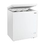 COSTWAY Chest Freezer, 5.2 Cu.ft Upright Single Door Refrigerator with 3 Removable Baskets, Compact Freezer with Manual Defrosting & Mechanical Temperature Control for Home Kitchen Basement Garage