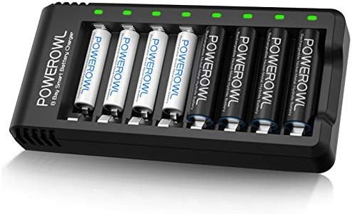 POWEROWL Rechargeable AA and AAA Batteries with Fast Charger, High Capacity NiMH - 4 x 2800mAh AA & 4 x 1000mAh AAA