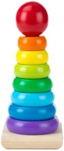 Melissa & Doug Rainbow Stacker, Wooden Ring Educational Toy for Toddlers, Stacking Rings Baby Toy with 8 Pieces