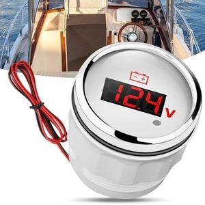 Linkstyle 24V 12V Voltmeter Gauge, Waterproof Boat Battery Gauge, Digital Display Voltage Gauge 12 Volt with Smart Alarm