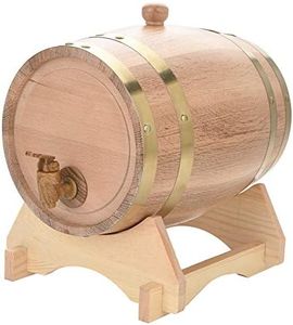 Wooden Beer Barrel, 5L Large Capacity Vintage Oak Barrel Beer Wine Keg Mini Portable Household Storage Bucket Red Wine Barrel Dispenser Beer Casks, Good Sealing for Beer Whiskey Rum Port