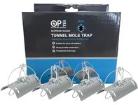 Opkill Professional Mole Tunnel Trap X4 (Kill and Catch Trap to Control Moles, Protects Lawns and Gardens, Durable, Rust-Free, All-Weather Design), Silver