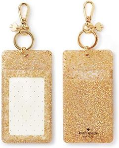 Kate Spade New York Id Badge Clip Key Chain, Silicone Keychain Accessory, Gold Glitter