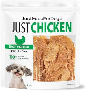 JustFoodForDogs Single Ingredient Healthy Dog Treats and Dog Snacks, Jerky Treats, Human Grade, Preservative and Grain Free, Rawhide Free Chews, Low Calorie Treat - Chicken Breast, 18 oz