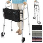 Vive Folding Walker [Plus Bag] - Front Wheeled Support, Narrow 23 Inch Wide - Adjustable, Portable, Lightweight, Compact Elderly Walking Medical Mobility Aid for Handicap - Push Button Open and Close