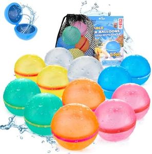 TIZIKCON Reusable Water Balloons with Mesh Bag, Latex-Free Silicone Quick Self-Sealing Water Splash Bomb for Kids Adults Water Game, Bath Toy, Pool Toy, Summer Party Supplies (12PCS)