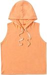 SweatyRocks Women's Summer Sleeveless Hooded Tank Top T-Shirt for Athletic Exercise Relaxed Breathable Bright Orange XL