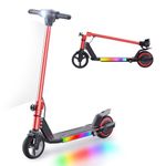 BIIST Red 6.5 Inch Kids Electric Scooter, with Front LED Lights and Multicolor Shining Lights on pad; Scooter for Kids with 150W Motor, Lightweight Electric Scooter for Kids