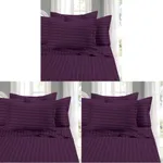 Elegant Comfort Best, Softest, Coziest 6-Piece Sheet Sets! - 1500 Premier Hotel Quality Luxurious Wrinkle Resistant 6-Piece Damask Stripe Bed Sheet Set, King Eggplant/Purple (Pack of 3)