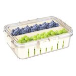 Gzsekken Fresh Food Storage Containers with Lids Airtight,Fridge Food Storage Containers Food Fresh Box with 2 Pack Removable Colander for Fruit Salad Vegetables BPA Free Clear Sealed Keeper