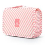 Mossio Compact Business Toiletry Kit Personal Organizer Handbag (Pink Striped, 8 Cm, Large)