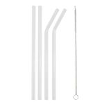 Luciano Housewares Set of Four Eco-Friendly Reusable BPA-Free Glass Straws with Cleaning Brush, 9.2"L x 3.9"H x 0.79"W, Clear