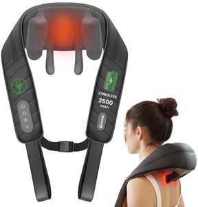 Comfier Masajeador Shiatsu Inalámbrico para Cuello y Hombros, Masajeador Inalámbrico 4D de Espalda y Cuello con Calor y Vibración, Cojín de Masaje Eléctrico en Casa y en el Coche, Regalo Ideal