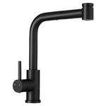 Fapully Bar Sink Faucet, Matte Black Kitchen Bar Faucet Single Hole, Modren Wet Prep Bar Faucet with Pull Down Sprayer for Kitchen RV Camper Utility Bathroom Outdoor Restroom