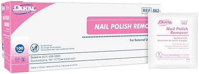 Dukal Nail Polish Remover Pads. Pack of 100 Acetone Free Remover Wipes. 2-ply Saturated Pads. Cleansing Pads. Nail Wipes. Nail Gel Remover Pads. Individually Packaged, 862