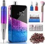 Electric Nail Drill Machine,Lumcrissy Professional Colorful Rechargeable 35000 RPM Nail Drill Portable E-File with Battery,Portable Electric Acrylic Nail Tools ,Polishing,Nail Removing (Rainbow)