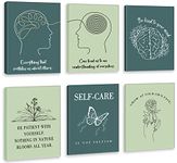 HLNIUC Color Green Therapist Therapy Office Canvas Posters(8”x10”x6pcs,Framed) Mental Health Awareness Items, Classroom Inspirational Posters, School Counselor Office Must Haves, Decor Therapy