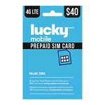 Lucky Mobile 4G LTE Prepaid 40$ SIM Card Starter Kit - Unlimited Talk Canada + 50 GB (4G Network) | 1 Month Prepaid Service Incl. | Pay as You go | Canada | Prepaid | Promotion