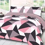 Dreamscene Geometric Shapes Single Duvet Cover Set with Pillowcase, Soft Comfy Breathable Polycotton, Quilt Covers Bedding Set, Lightweight Non-Fading, Blush Pink - 135 x 200cm