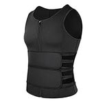 Body Shaping Sauna Vest, Men Body Shaping Vest, Breathable Gym Fitness Vest with Double Belt (Black XL)