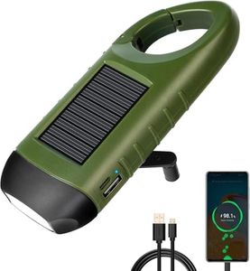 EKNBKE Hand Crank Solar Flashlight, Emergency LED Flashlight, Portable Survival Flashlight, No Battery Required - Yellow