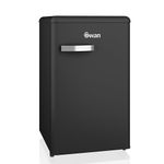 Swan Retro Under Counter Fridge with 77L Fridge Capacity, 13L Freezer Capacity, 1 Glass Shelf, 3 Door Shelves, 1 Salad Drawer, Black, SR11035BNE