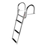 YaeMarine Stainless Steel in-Board 3 Steps Telescoping Boat Ladder Folding Dock Ladder for Marine Boat Yacht Swimming Pool