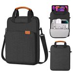 MoKo 9-11 Tablet Shoulder Sleeve Bag, Fits iPad Pro 11, iPad 9/8th 10.2, iPad Air 5/4th 10.9, iPad 10th 10.9, Surface Go 3/2 10.5, Tab S8/S9 11, Polyester Bag with Concealed Hand Strap, Black & Gray