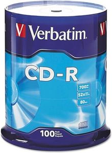 Verbatim CD-R 700MB 80 Minute 52x Recordable Disc - 100 Pack Spindle (FFP) - 97458