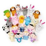 THE TWIDDLERS - 20 Plush Animal Finger Puppet Toys for Boys & Girls, Great for Parties & Party Bag Fillers for Kids, Includes Animal & People Puppets for Story Playtime