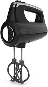 BLACK+DECKER Helix Hand Mixer, Premium Performance 5 Speed Hand Mixer, Includes 5 Attachments and Case, Black, MX600BC