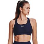 Under Armour Women's Ua Hg Armour Mid Padless Medium Support Sports Bra Sweat Wicking Unpadded and Wireless Sports Bra, Midnight Navy White, XL EU