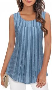 Timeson Ladies Tops and Blouses: Business Casual Shirts - Trendy Tops for Women 2024 Interview Work Clothes - High Low Tunic Top Loose Fit Dressy Sleeveless Shirts for Office Summer Swing Gray Blue XL