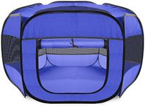 Paws & Pals Dog Playpen - Foldable Exercise Kennel Play Tent for Small Medium Pet, Puppy, Cat, Guinea Pig, Rabbit - Indoor Outdoor Portable Pop Up Pen Fence with Carry Bag for Travel & Removable Top