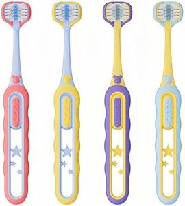 EASICUTI Soft Toddler Toothbrushes, Efficient 3 Sided Toothbrush, Baby Toothbrush 12 Months and up, Infant Toothbrush, Toddler Training Tooth brush for Ages 1-8 Years, Cleans All Sides-4 Pack (Patent)