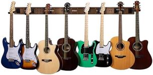 STRICH Guitar Wall Mount Hangers for Multiple Guitars, Holds 8 Guitars, Walnut Wood Grain, Strong Aluminum Metal Guitar Stand Rack Bass Holder, Adjustable Instruments Display Set, SMH-08W